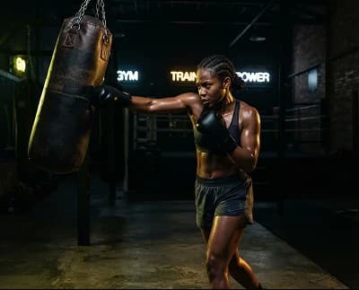 Boxer training in gym