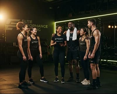 Team celebrating after training